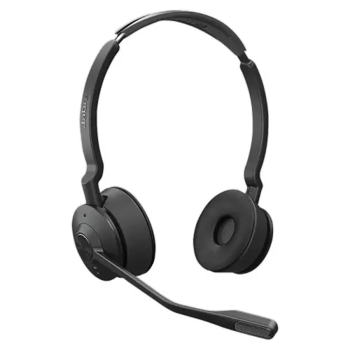 Casque Jabra sans fil Engage 75 SE version st&eacute;r&eacute;o et sa base photo du produit