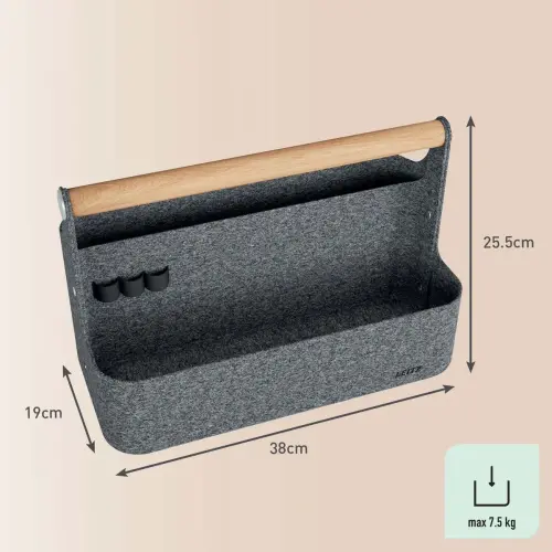 Organiseur de bureau portable Leitz avec poignée, gris foncé photo du produit