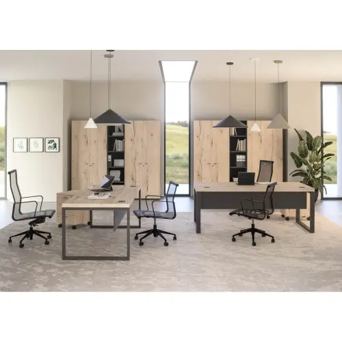 Bureau direction Milan - L180 - Métal et chêne photo du produit
