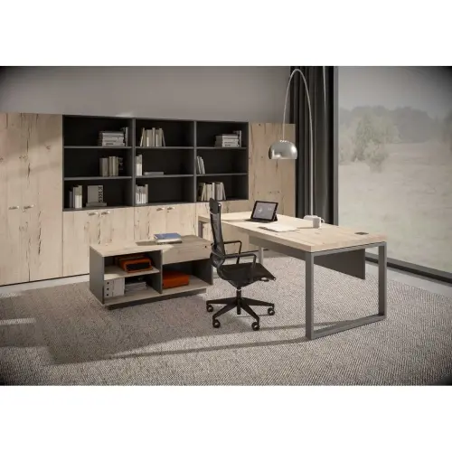 Bureau Milan - L180 - Crédence - Métal et chêne photo du produit