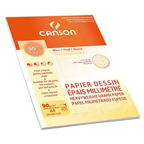 Bloc papier vélin millimétré - A4 21x29.7 - 90g - CANSON photo du produit
