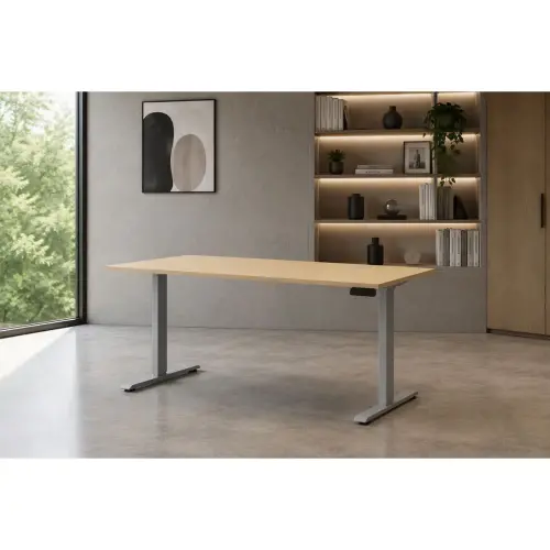 Bureau assis-debout motoris&eacute; Apollo - L160 - H&ecirc;tre/alu photo du produit