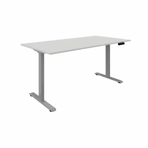 Bureau assis-debout motoris&eacute; Apollo - L160 - Blanc / Aluminium photo du produit