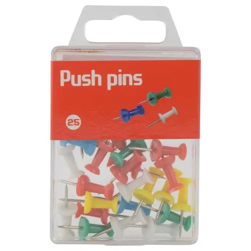 25 Punaises de bureau Push Pins colorées tête bobine photo du produit