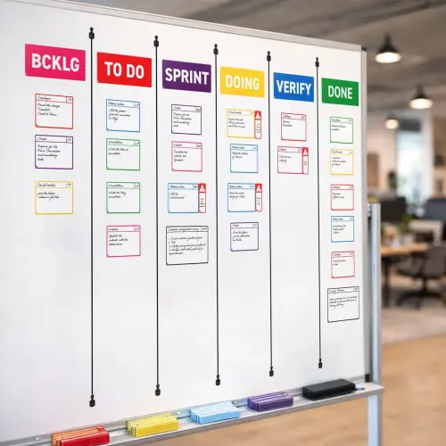 Cartes magnétiques pour tableau Scrum - 6 colonnes - Djois photo du produit