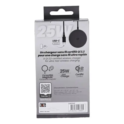 Chargeur à induction - 25W - Noir - T'nB photo du produit