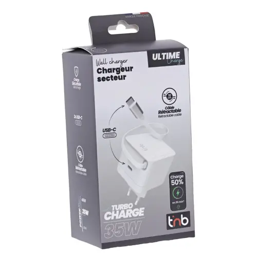Chargeur USB-C - 35W - Blanc - T'nB photo du produit
