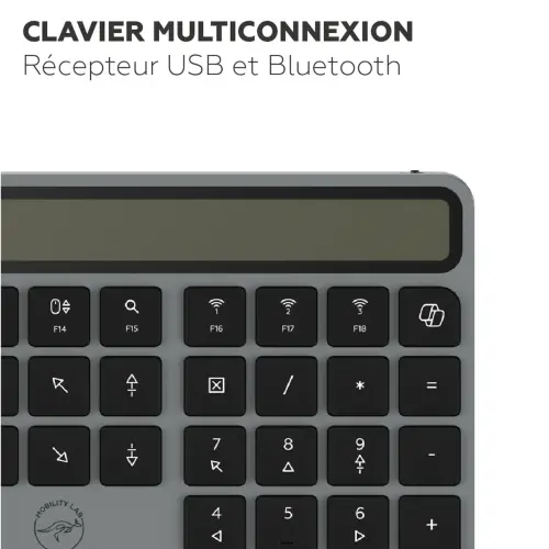 Clavier solaire - Sans fil - Azerty - Noir - Mobility Lab photo du produit