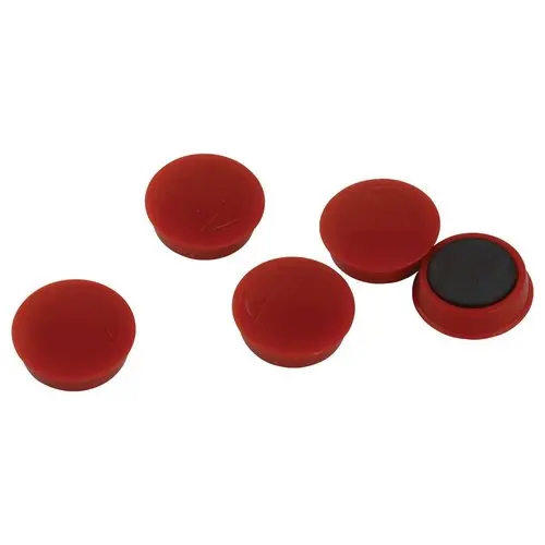 5 Aimants de bureau ronds 27 mm rouges photo du produit