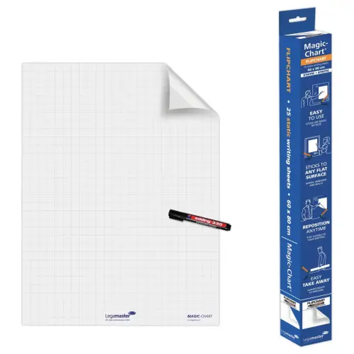 Rouleau 25 feuilles électrostatiques Magic Chart - Quadrillage - 60 x 80 cm - LEGAMASTER photo du produit