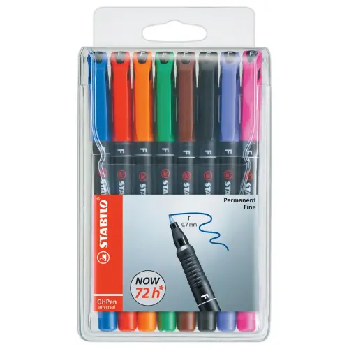 8 Marqueurs OHPen permanent fin 0,7 - Coloris assortis - Stabilo photo du produit
