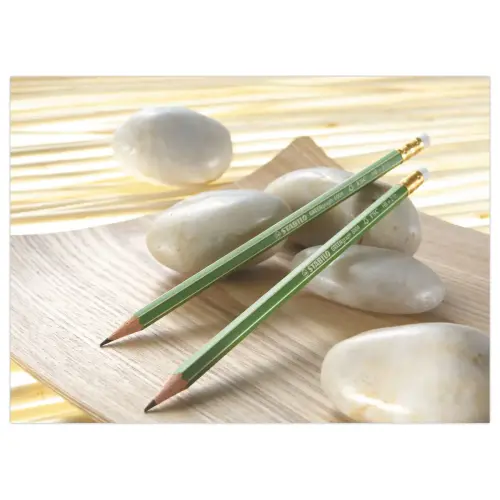 12 Crayons graphite GREENgraph - Bout gomme - HB - STABILO photo du produit