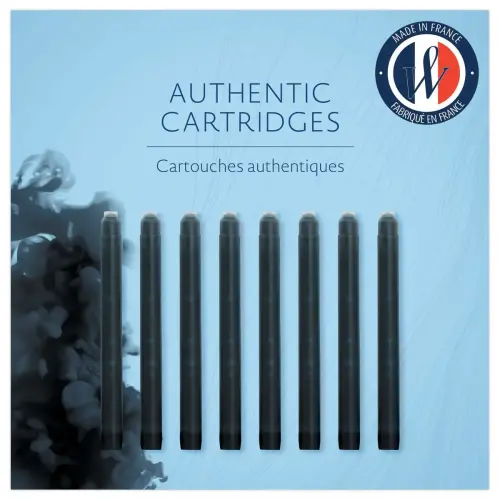 8 Cartouches longues internationales pour stylo plume - Noir - Waterman photo du produit