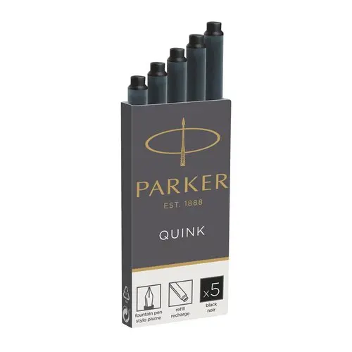 5 Cartouches d'encre Parker Quinck pour Stylo plume - Noir photo du produit