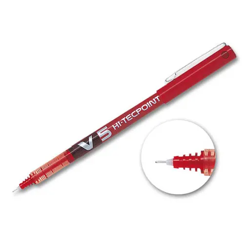 Stylo roller pointe aiguille V5 Hi-tecpoint - &Eacute;criture fine - Rouge - Pilot photo du produit