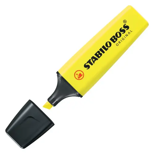 Surligneur BOSS ORIGINAL - Pointe biseaut&eacute;e - Jaune - Stabilo photo du produit