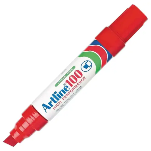 Marqueur permanent Artline 100 - Pointe biseautée 12 mm - Rouge - ARTLINE photo du produit