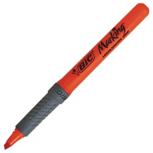Surligneur &agrave; grip Brite Liner - Pointe biseaut&eacute;e - Orange - BIC photo du produit