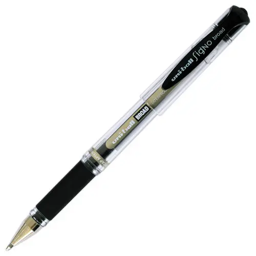 Stylo bille gel Signo Broad - Écriture large - Noir - UNI-BALL photo du produit