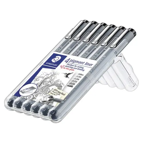 6 Feutres - Pointes calibr&eacute;es - Pour croquis et dessin - Noir - STAEDTLER photo du produit