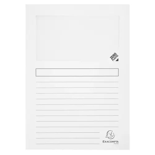 100 Pochettes de pr&eacute;sentation papier - A4 - Blanc - Exacompta photo du produit