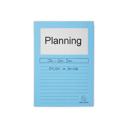 100 Pochettes de pr&eacute;sentation papier A4 - Fen&ecirc;tre cristal - Bleu pastel - Exacompta photo du produit