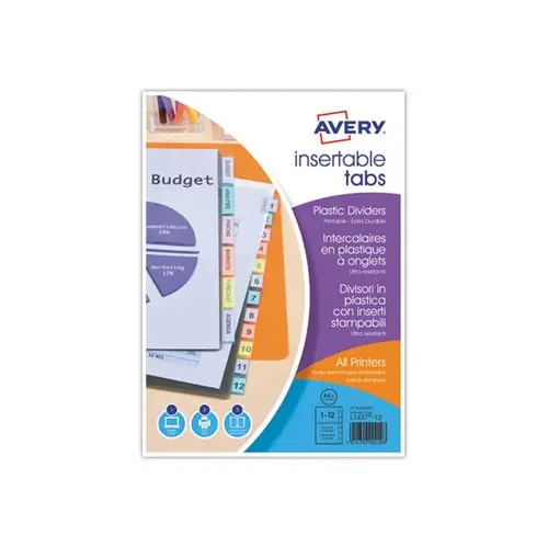 Jeu d'intercalaires A4 maxi - 12 onglets - Avery photo du produit