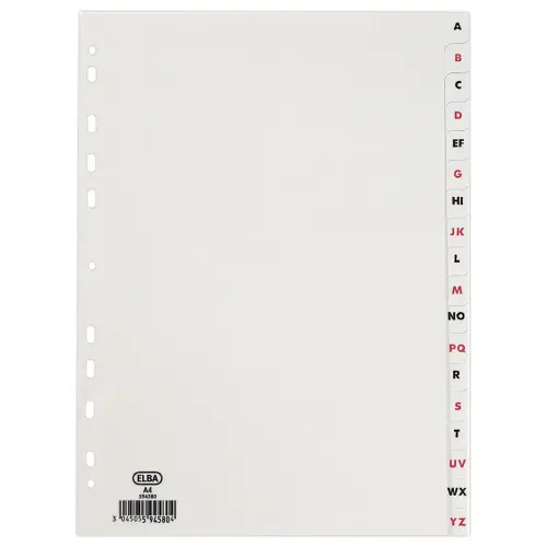 Jeu d'intercalaires alphab&eacute;tiques ELBA - Carte blanche 180 g - A4 - 18 onglets bicolores photo du produit