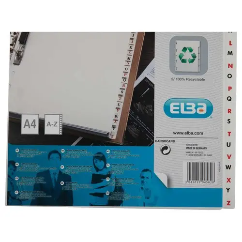 Jeu d'intercalaires alphabétiques ELBA - Carte blanche 180 g - A4 - 26 onglets bicolores photo du produit