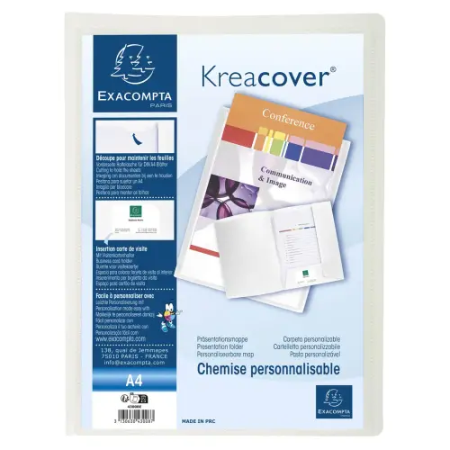 10 Chemises personnalisables 2 rabats - Kreacover Exacompta - Blanc photo du produit