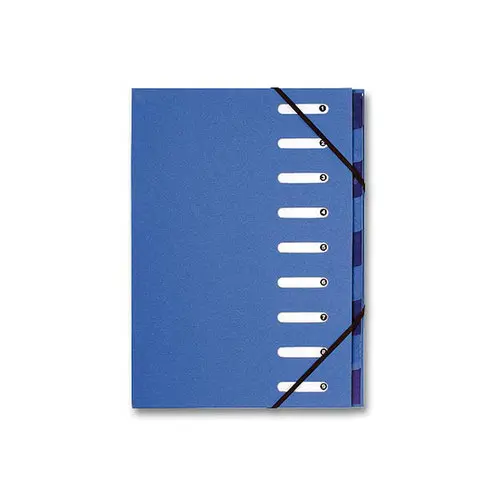 Trieur chemise carte recyclée  - 9 compartiments - Bleu - EXACOMPTA photo du produit