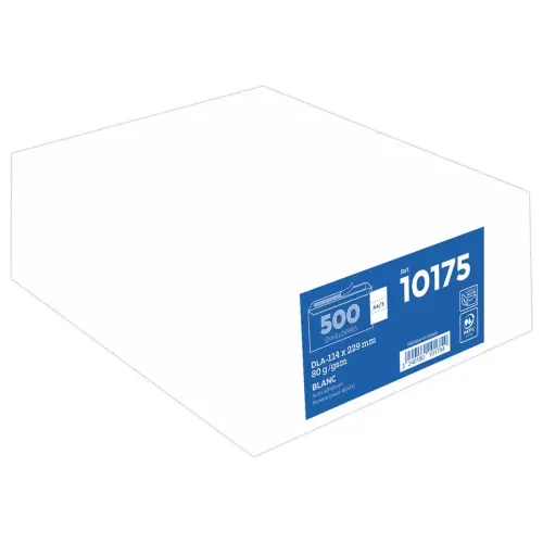 500 Enveloppes blanches avec fen&ecirc;tre - 114 x 229 mm - 80 g photo du produit