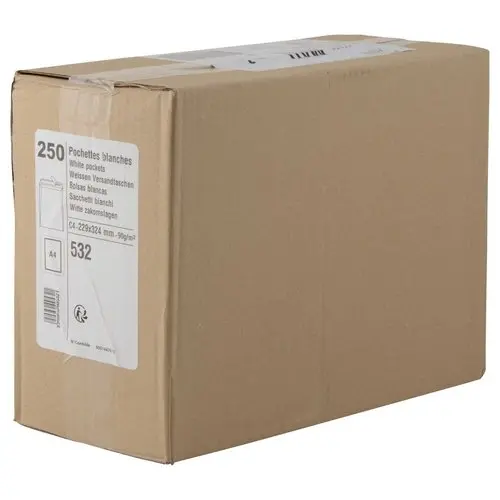 250 Pochettes blanches avec bande silicon&eacute;e &eacute;co  - 229 x 324 mm - 90g - GPV photo du produit