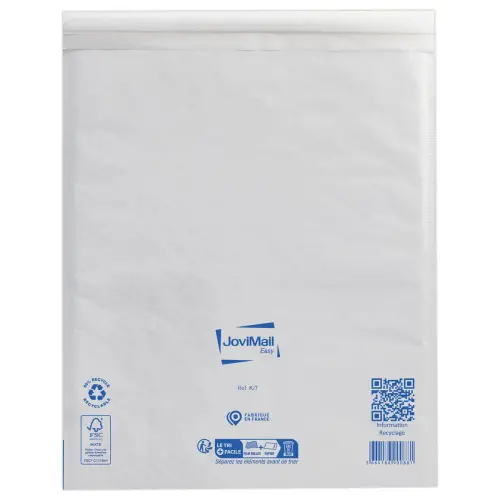 10 Pochettes matelass&eacute;es blanches &agrave; bulles d'air - 350 x 470 mm - Jovimail photo du produit