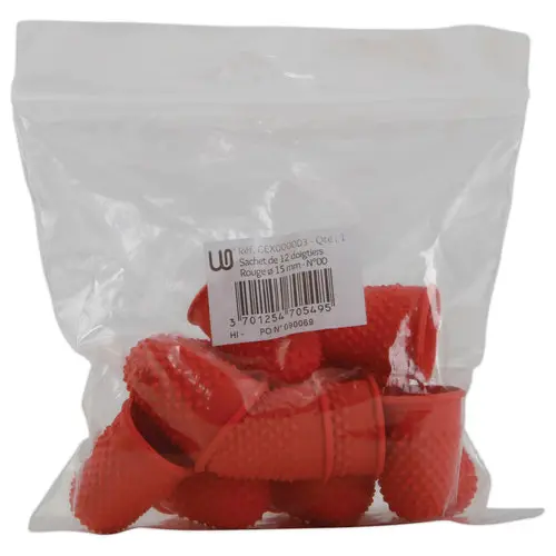 12 Doigtiers en caoutchouc rouges photo du produit