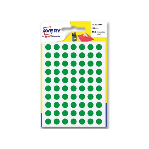 Etui de 490 pastilles gomettes vertes - Ø 8 mm - AVERY photo du produit