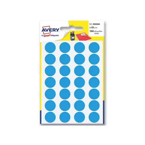 Pastilles adhésives gommettes permanentes Ø 1.5 cm - Bleu - AVERY photo du produit