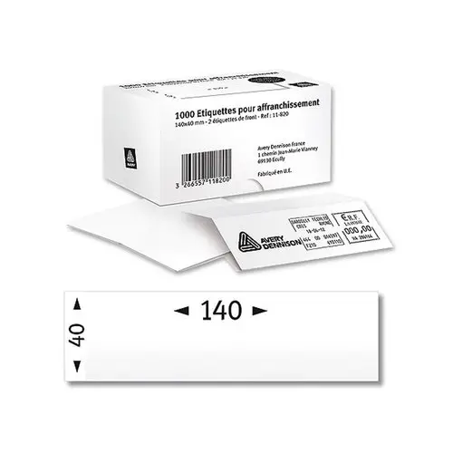 1000 étiquettes d'affranchissement 140 x 40 mm - 2 étiquettes par planche photo du produit