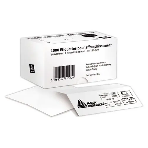 1000 éTiquettes d'affranchissement 140 x 40 mm photo du produit