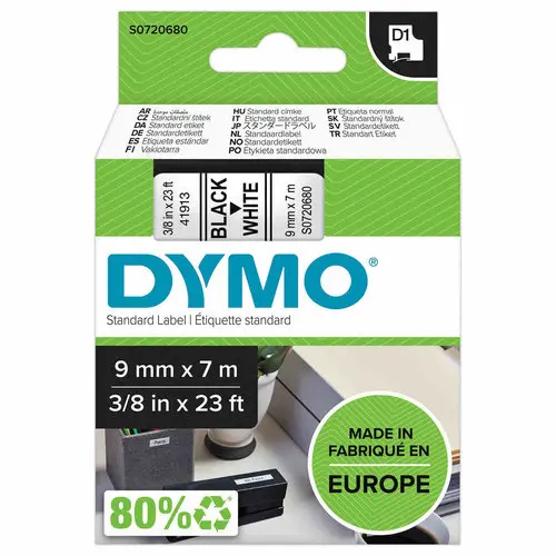 Ruban D1 DYMO S0720680 - 7 m x 9 mm - Texte noir sur fond blanc photo du produit