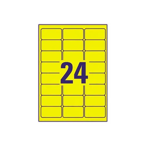 20 Planches de 24 étiquettes jaunes - 63,5x33,9mm - Avery photo du produit