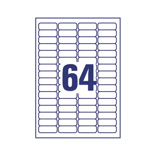 100 Planches de 64 mini-&eacute;tiquettes blanches - 45.7 x 16.9 mm - Avery photo du produit
