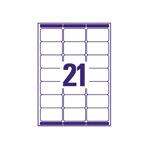 100 Planches de 21 étiquettes adresses blanches pour imprimantes laser - 63,5 x 38,1 mm - AVERY photo du produit