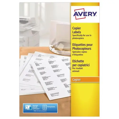 200 Planches de 2 &eacute;tiquettes blanches haute cadence sp&eacute;cial copieurs - AVERY photo du produit