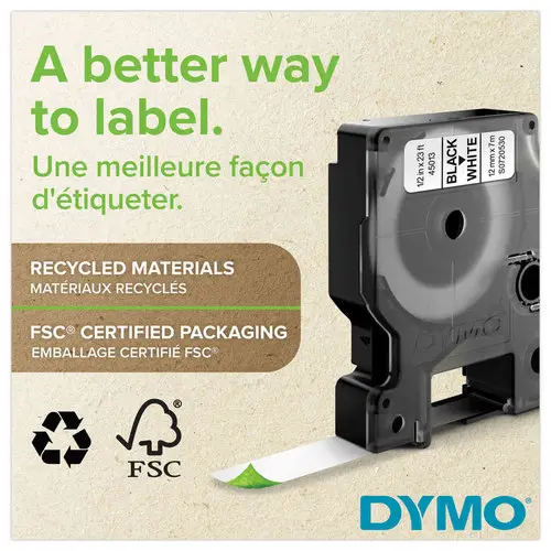 Ruban pour titreuse D1 - 7 m x 12 mm - Texte rouge sur fond blanc - DYMO photo du produit