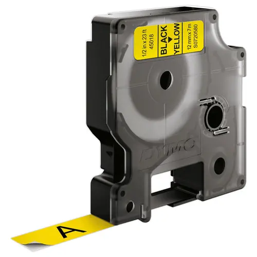 Ruban pour titreuse D1 - 7 m x 12 mm - Texte noir sur fond jaune  - DYMO photo du produit