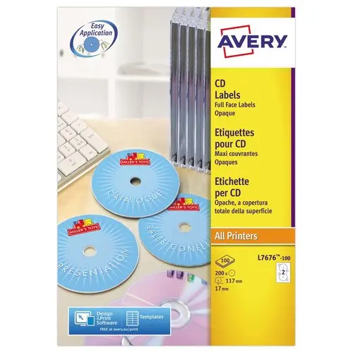 100 planches de 2 étiquettes maxi couvrantes pour CD AVERY photo du produit