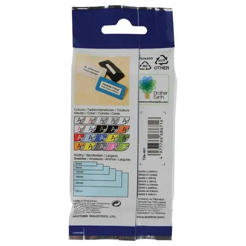 Ruban Brother TZE641 noir sur fond jaune pour titreuse - 18 mm photo du produit