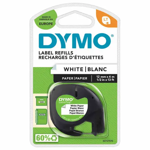Ruban papier pour étiqueteuse Dymo Letratag - noir sur fond blanc - DYMO