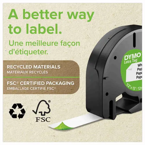 Ruban papier pour étiqueteuse Dymo Letratag - noir sur fond blanc - DYMO photo du produit